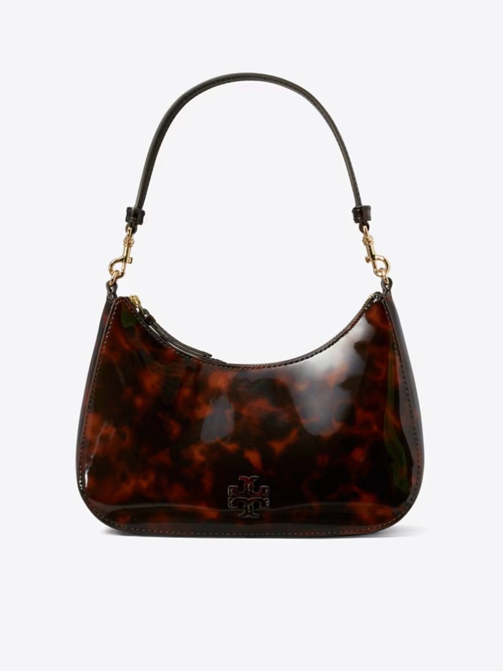 Tory Burch patent tortoise convertible shoulder bag